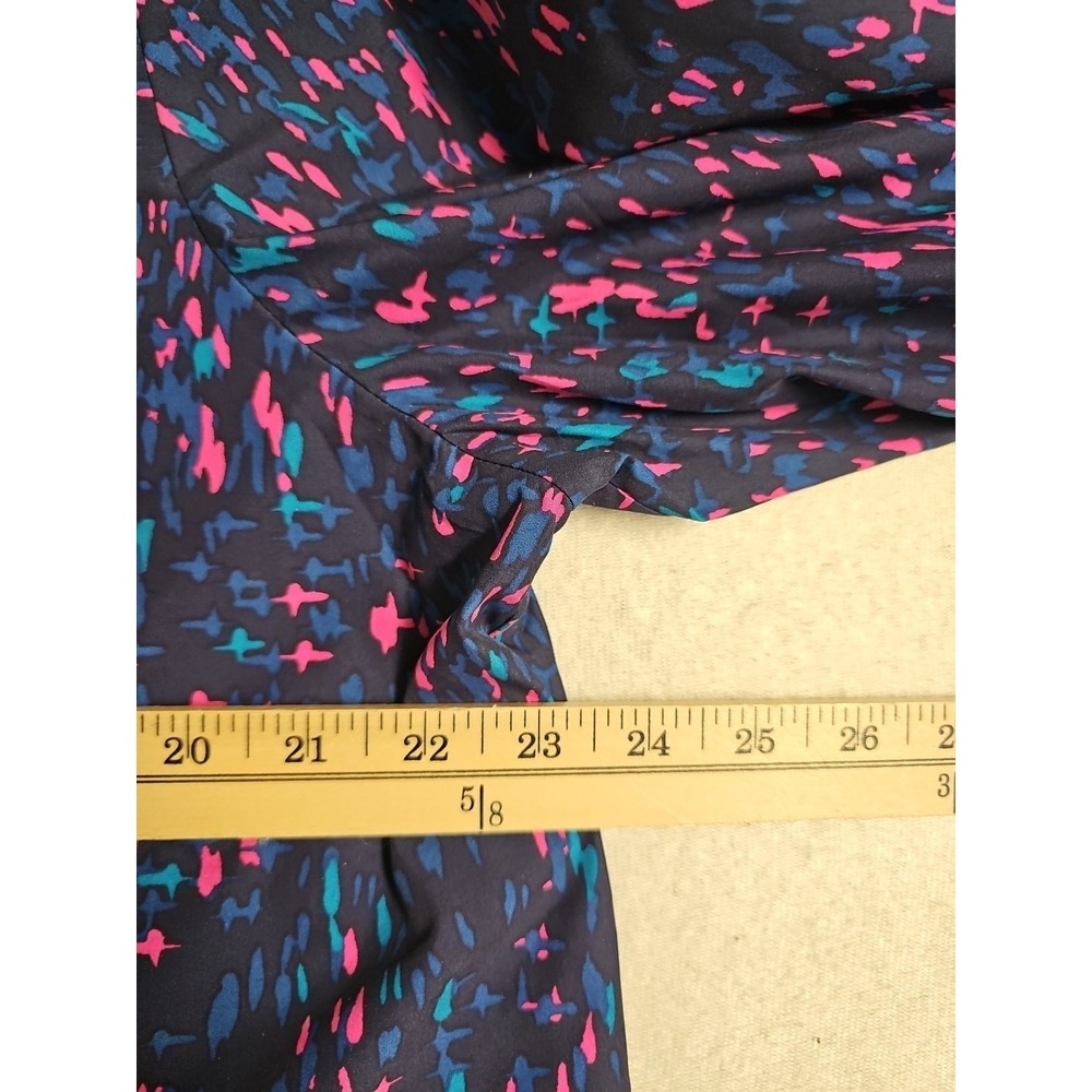 NEW Chicos Sz XL 3 Blue Pink 3/4 Sleeve Summer Button Up Shirt Top Art To Wear - Picture 4 of 9